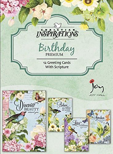 Garden Motif Birthday Cards, Box of 12 (KJV)