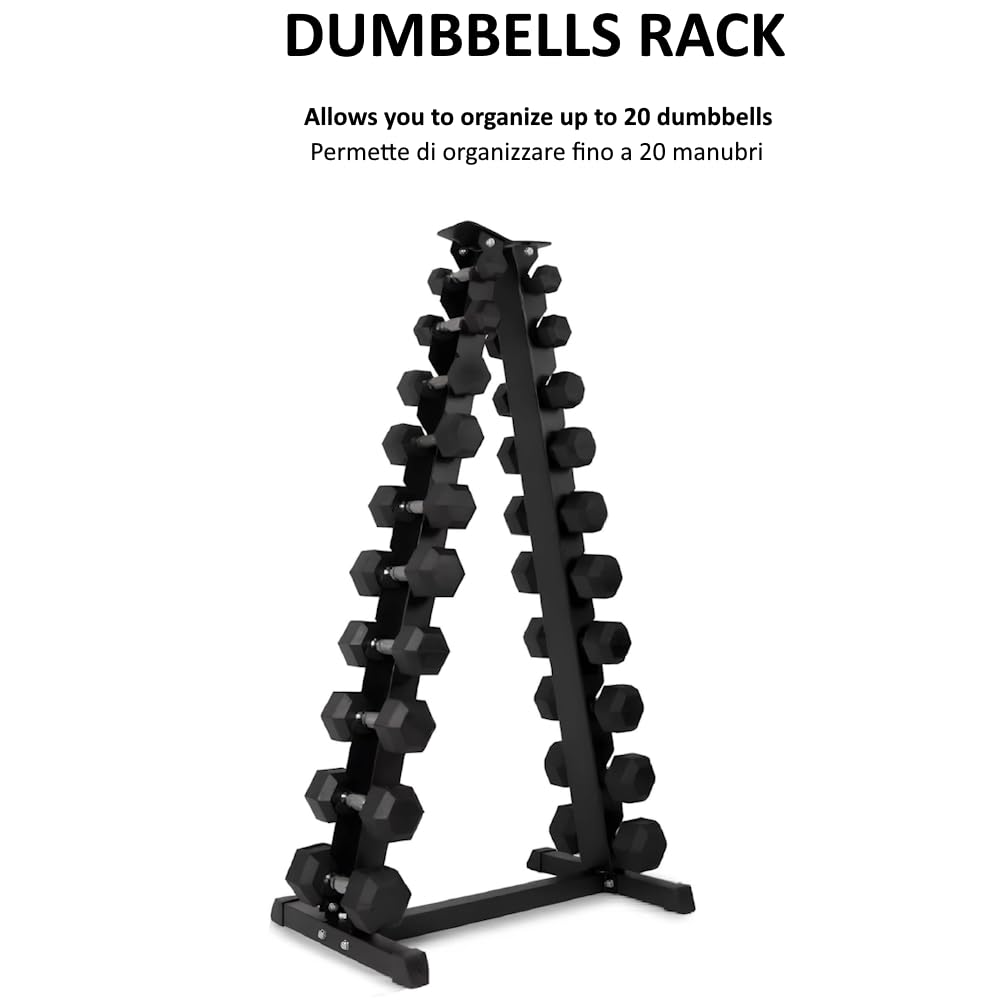 Soporte para mancuernas con forma de pirámide, para gimnasio, de acero, para ahorrar espacio, rack vertical robusto para el gimnasio