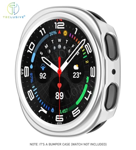 Image of T Teclusive Protective Slim Bumper Case Compatible for Galaxy Watch 8 40mm | Curved Hard Shell Bumper Side Edge Protection Cover for Watch 8 4.0 cm (Silver, 40mm)
