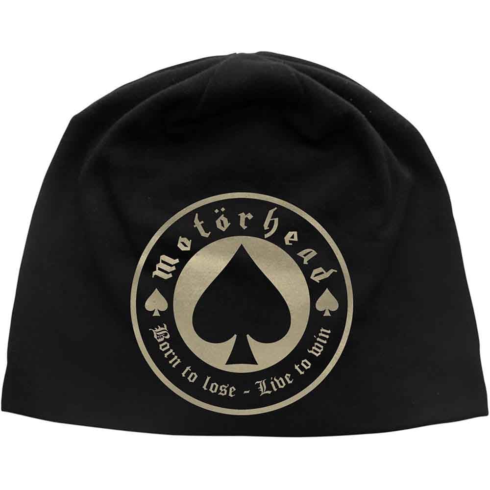 Motörhead Men's Black Motorhead Born To Lose Live To Win Logo Crest Official New Beanie Hat