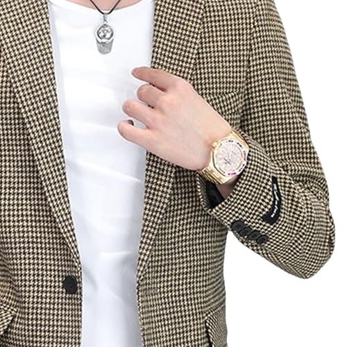 Men's Slim Fit Plaid Blazer Business Casual One Button Fashionable Suit Jacket Spring Autumn Party Sport Coat3