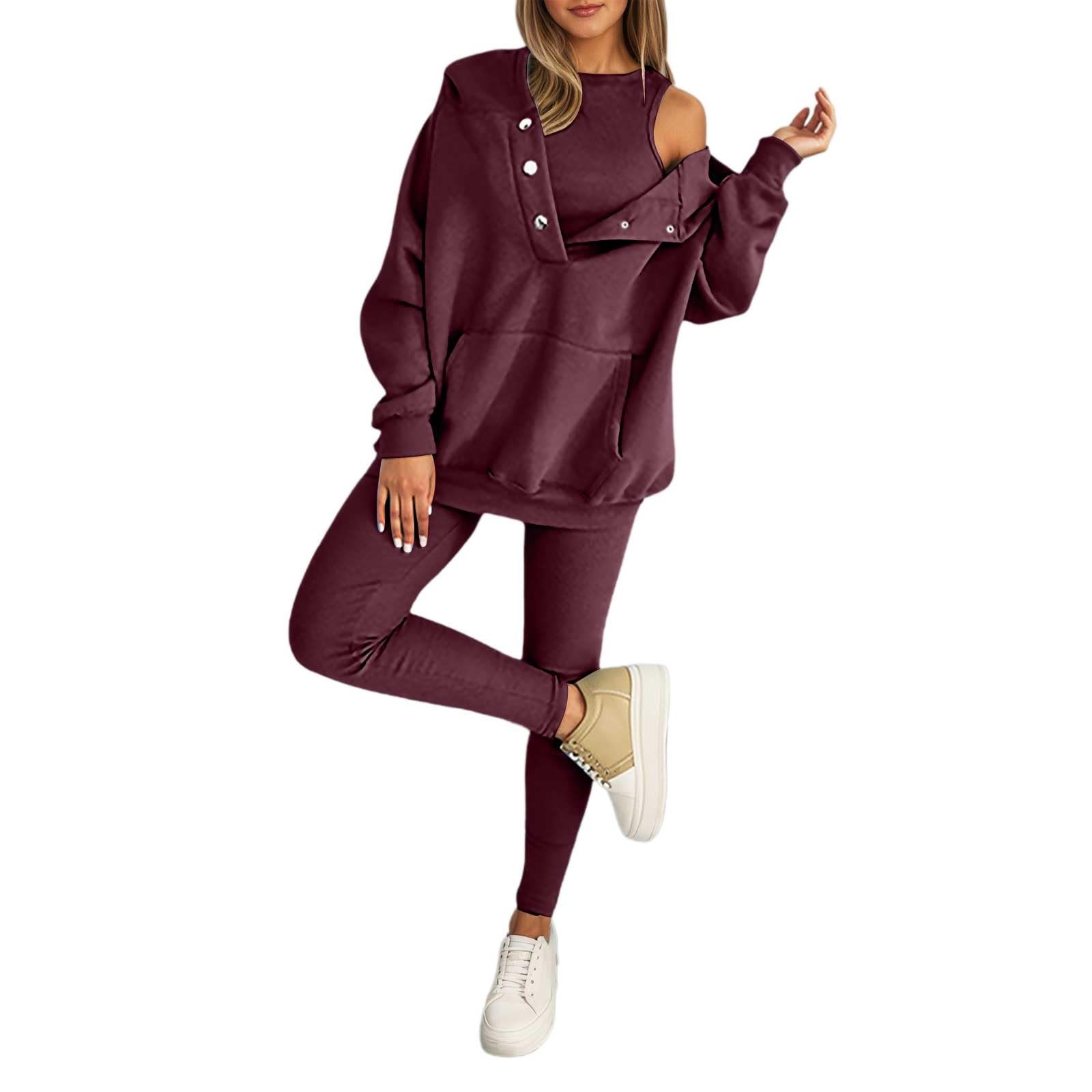 Felpa con cappuccio, gilet e pantaloni da uomo, set da 3 pezzi, casual, da jogging, per autunno, inverno, sport all'aria aperta e vacanze.