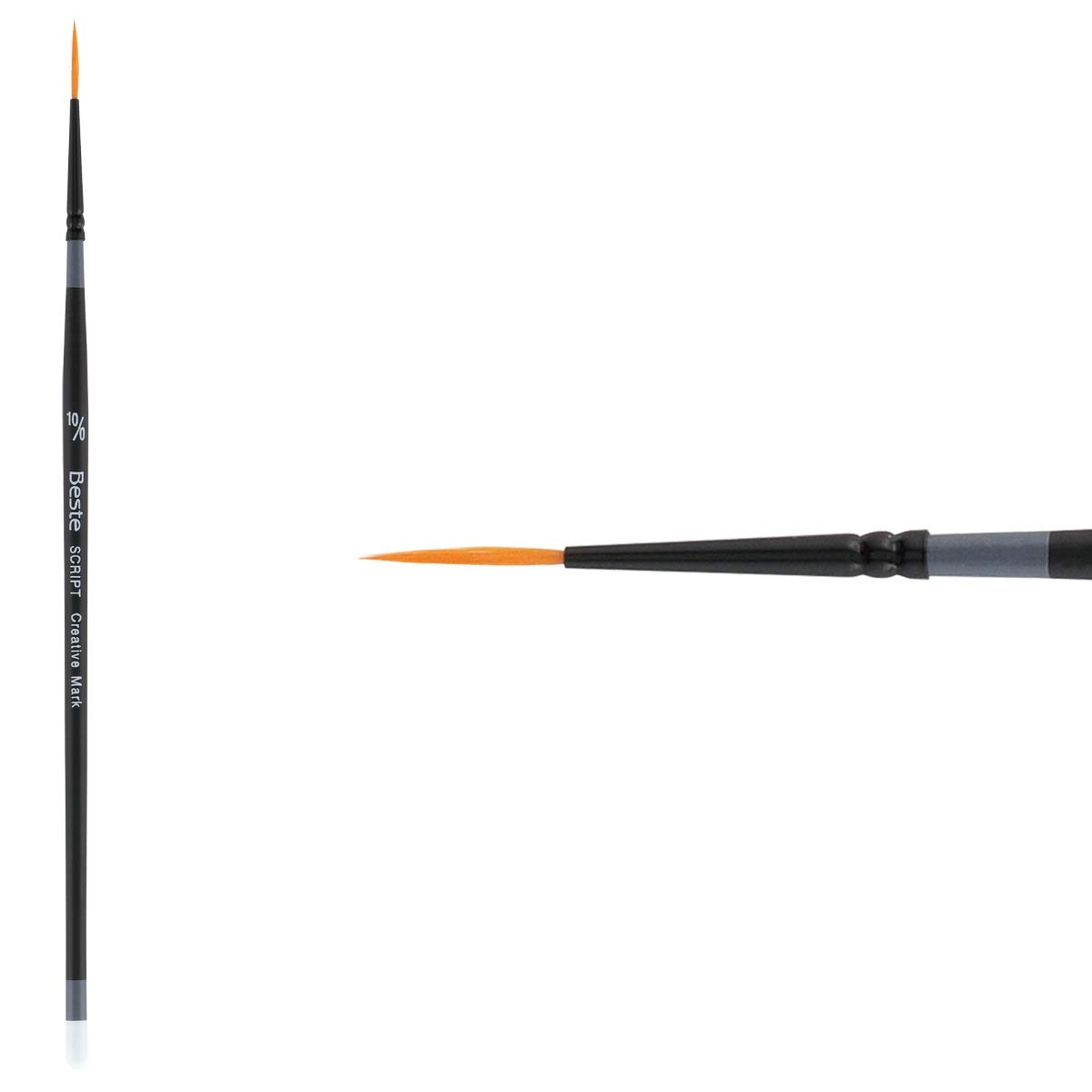 Creative MarkBeste Golden Taklon Spot Touch, #10x0 Artist Paint Brush, Professional Watercolor Brushes, for Acrylic Painting, Short Handle, Sharp Edges, Hand-Tied & Shaped