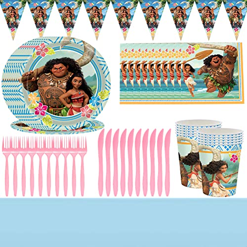 BESTZY Juego de Vajilla de Moana para Fiestas,Fiesta Moana Cumpleaños Conjunto de...