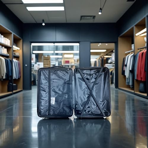 Luggage Sets - Suitcases with Wheels, 3 Piece Luggage Set ABS - Large Suitcase, Medium Suitcase, and Carry-On, Hardshell, TSA Lock (Black, 3-piece Set (28 Inch, 24 Inch, 20 Inch))3