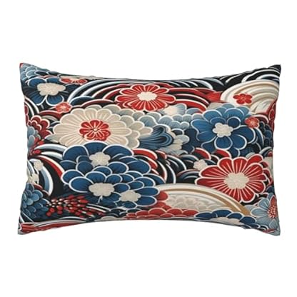 Kissenbezug 40x70cm 2er set Wetterfest Outdoor Kissen Japanischer Stil Kissenbezüge, Rechteckig Couch Kissen Geblümt Gartendeko Kissenhülle Herbst Outdoorkissen DekoKissen für Patio Balkon Deko,L484