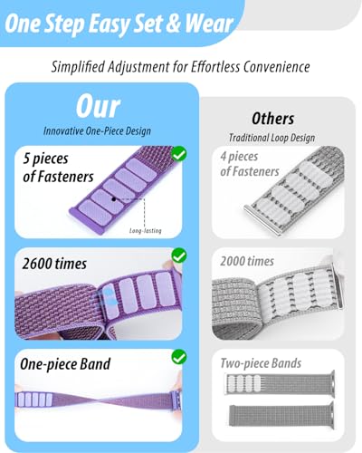 Image of Nylon Loop Sport Band Compatible with Apple Watch Bands 44mm 45mm 46mm 49mm 42mm for Women Men, iWatch Wrist Straps for Ultra 3 2, Se, Series 11 10 9 8 7, Breathable, Soft Band Ideal for Outdoor