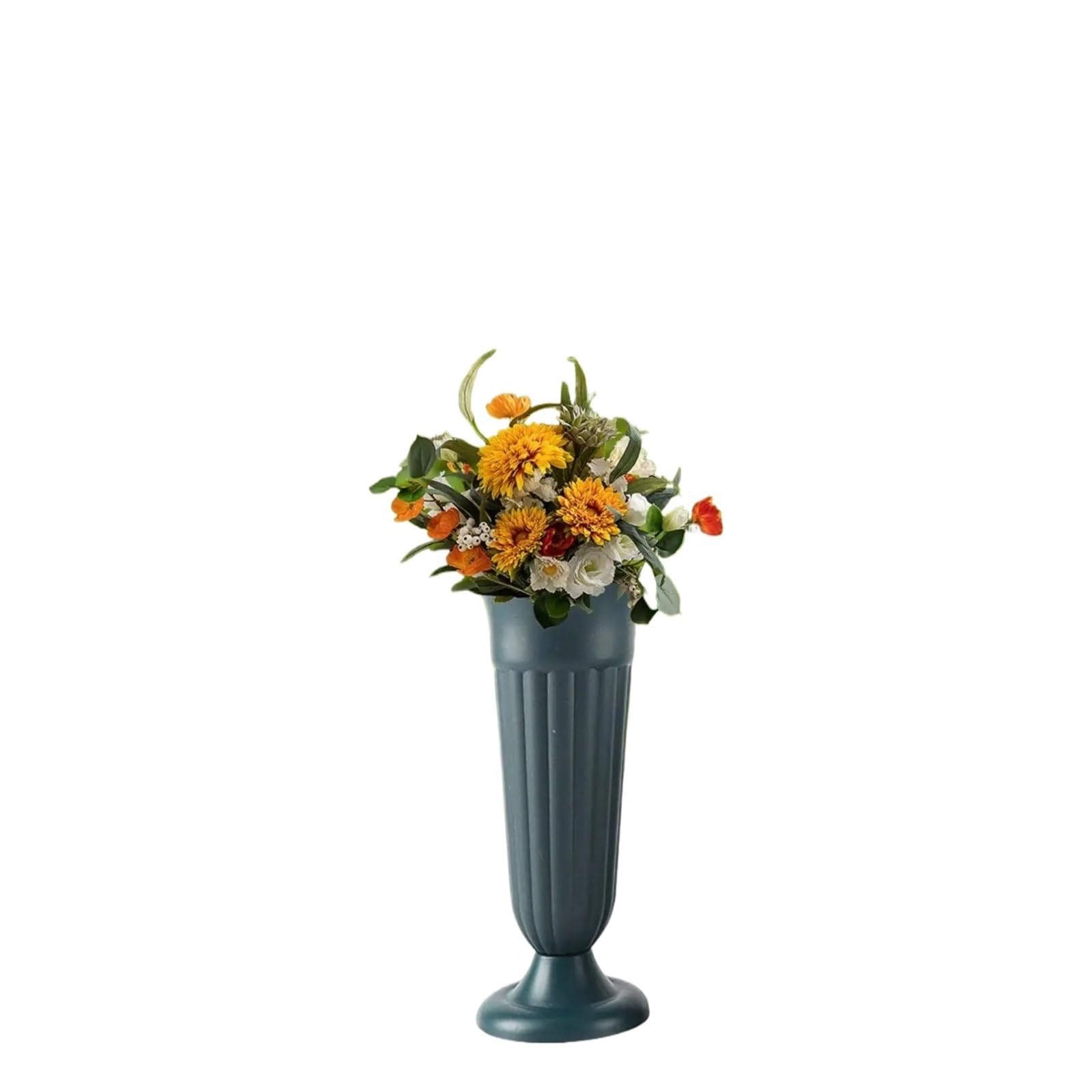 Grave Vase 2 Pack Memorial Artificial Flowers Cemetery Vases With Spikes Flower Holder For Arrangement for cemetery(Dark Green)