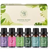 VTS Essential Oils Set (6 x 10ml) - Lavender, Peppermint, Eucalyptus, Tea Tree, Geranium, Rosemar...
