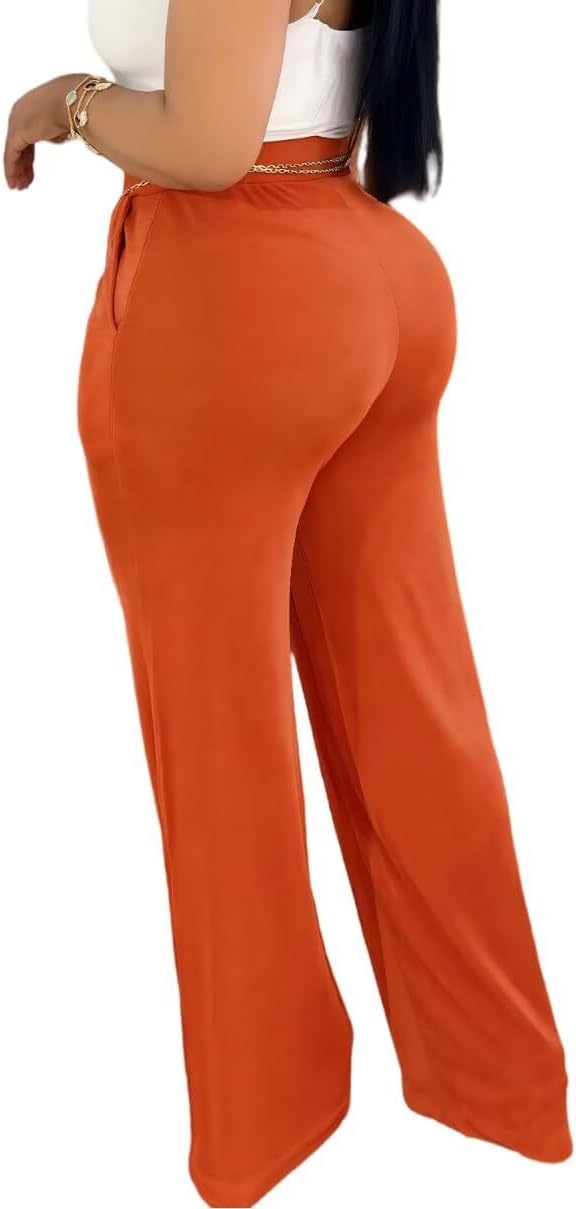 Womens High Waisted Wide Leg Pants Dressy Casual Lightweight Stretchy Loose Lounge Pants - Image 2