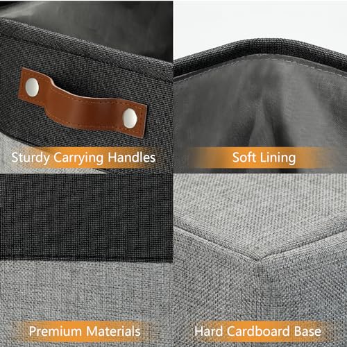 Image of DULLEMELO Grey Storage Baskets for Organizing 3 Pack Fabric Shelf Baskets for Gifts Empty Large Storage Organizer for Closet,Clothes,Toys,Bedroom (Black&Grey)