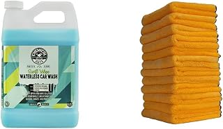 Chemical Guys CWS209 Swift Wipe Sprayable Waterless Car Wash, Easily Clean - 128 fl. Oz (1 Gallon) & MIC_506_12 Professional Grade Premium Microfiber Towels, Gold (16" x 16") (12 Pack)