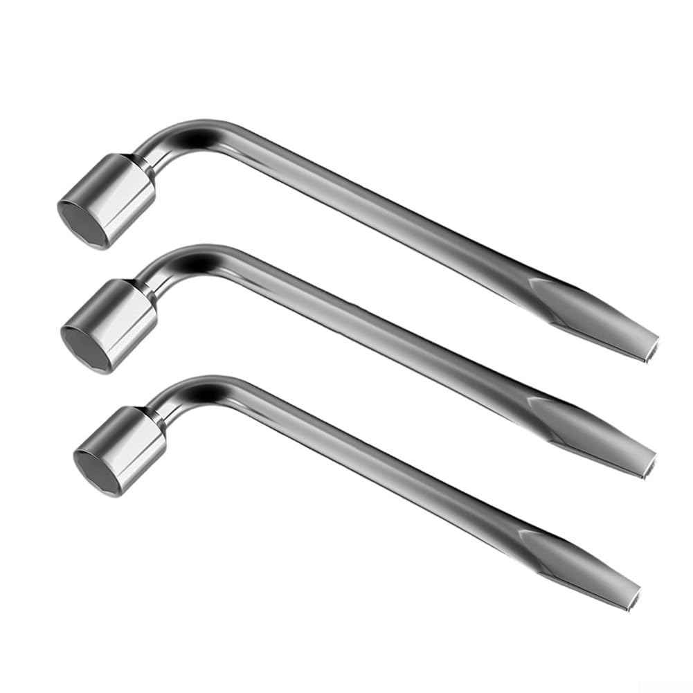 Lecreatekit Radmutternschlüssel, ausziehbarer Teleskopgriff, 22 mm, 23 mm, 24 mm, Steckschlüssel, strapazierfähig, Auto-Reifenwechselwerkzeug, Silber, 28 cm (3 Stück)
