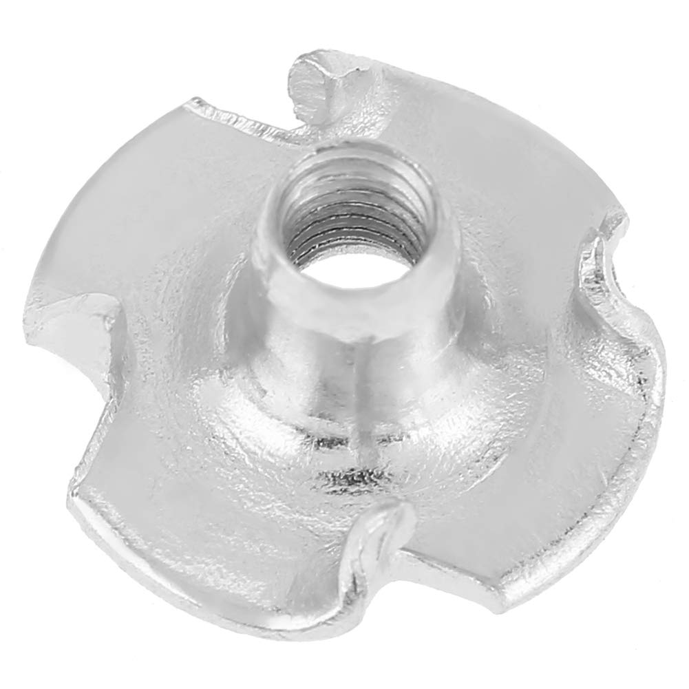 Culnflun T Nuts,100pcs 5 Different Sizes Zinc Plated Carbon Steel T Nut for Woodworking Furniture Strong Threaded Socket Chipboard Meet Woodworking Needs and Installation Projects (M8)
