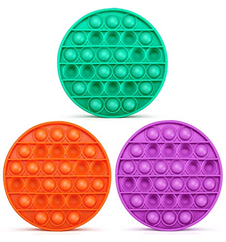 Push Pop Bubble Fidget Sensory Toy, 3 Pack Pop it Fidget Toys, Bubble Popper Push Pop Fidget Toys for Autism ADHD Special Needs Stress Reliever Anti-Anxiety Silicone Squeeze Toy for Kids Adults