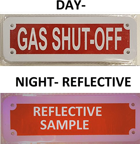 Gas Shut Off Sign (Red Reflective, Aluminium 2X6) #TOP4