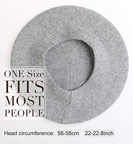 Sumolux Women Beret Hat French Wool Beret Beanie Cap Classic Solid Color Autumn Winter Hats Light Grey #TOP3