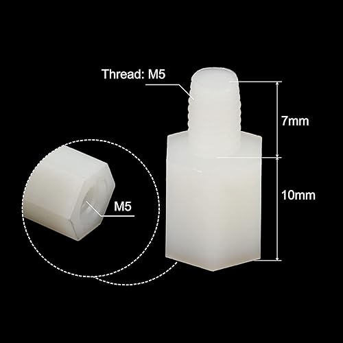 Miniatura 2 de PATIKIL M5x10+0.276 in macho hembra separador, 20 tornillos de nailon con 20 tuercas para PCB, placa base, carcasa de computadora, placa de