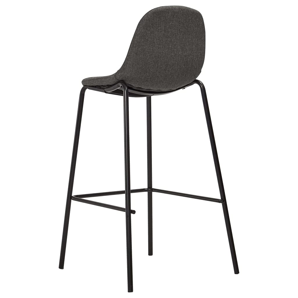 Lot de 6 tabourets de bar avec revêtement en tissu gris foncé avec repose-pieds et dossier, cadre en métal revêtu par pulvérisation, 51 x 49 x 99 cm, tabouret de cuisine et tabouret de