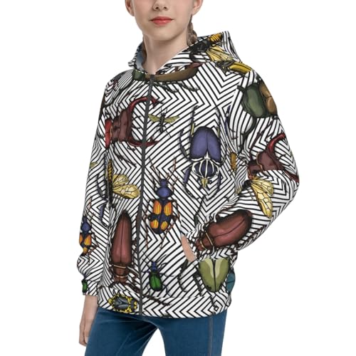 Bright Insects Kid Hoodies Boys Zip Up Sweatshirts Girls Pullover with Pocket
