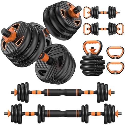 33/44/66/88lbs Adjustable Dumbbell Set with Connector, 5 in 1 Wei...