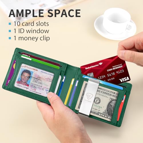 Image of RUNBOX Mens Slim Wallet with Money Clip RFID Blocking Bifold Credit Card Holder for Men with Gift Box