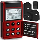 KingPavonini 4-IN-1 TENS Unit Muscle Stimulator, DIY & TENS & EMS & MASS, Dual-Channel 40 Intensities TENS Machine, Muscle Stimulator for Pain Relief Therapy Sciatica Back Pain, 12 Pads (Model: B2501)