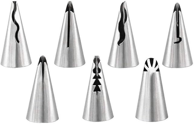 Générique One Set of 7pcs Stainless Steel Russian Ruffle Skirt Icing Piping Tips Nozzles Pastry Cake Cupcake Decorating Baking Tool