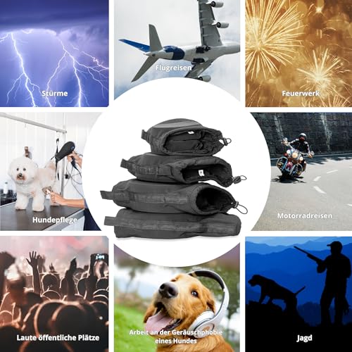 Safe Dogs Ears Hunde-Ohrenschützer mit Geräuschunterdrückung, Gehörschutz-Kopfhörer für Feuerwerk, Donner und laute Geräusche, bequeme Passform für alle Rassen, waschbare, schallabsorbierende Einsätze