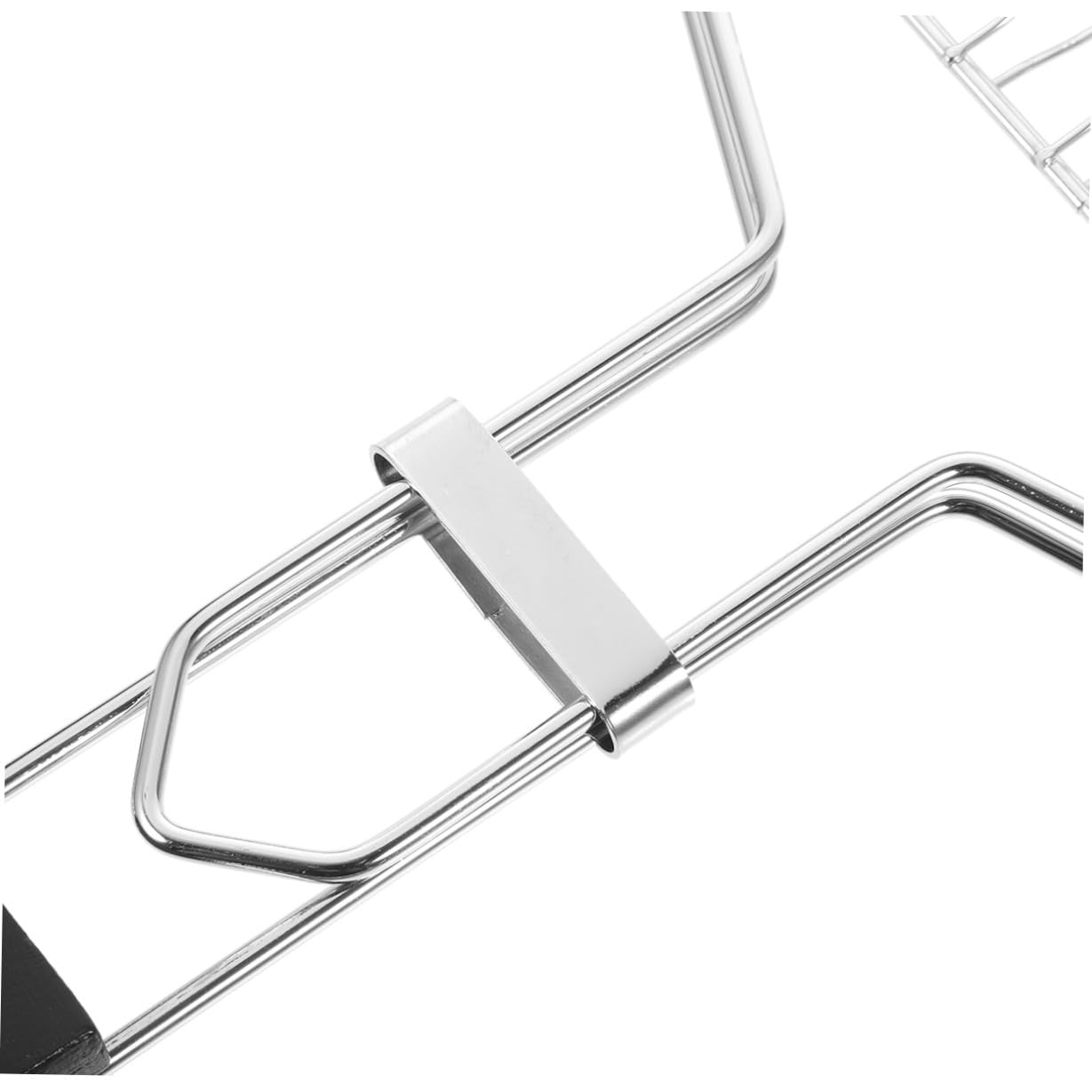 Cestello Griglia Barbecue Rettangolare in Acciaio Inox Nero | Manico in Legno, Superficie Liscia e Riscaldamento Uniforme, per Cottura Domestica e Barbecue All'aperto