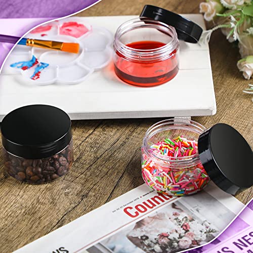 Image of Aoriher 150 Pcs Clear Plastic Jars with Lids Round Containers,4 Oz,Black