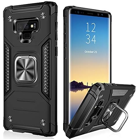 IKAZZ for Galaxy Note 9 Case,Dual Layer Soft Flexible TPU and Hard PC Anti-Slip Full-Body Rugged Protective Phone Cover with Magnetic Kickstand Black Cover