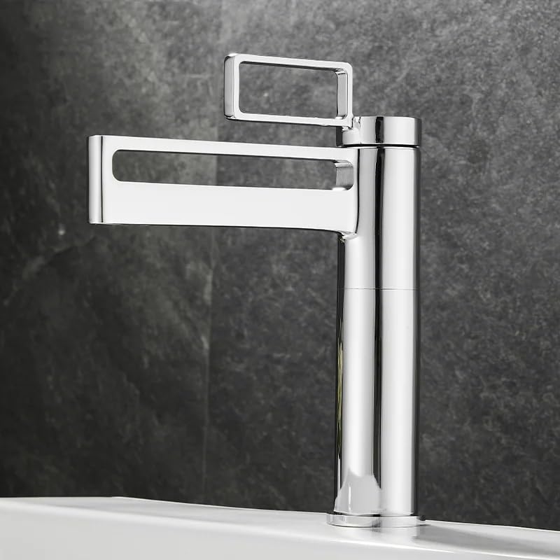 CWLPSL Grifo de Lavabo Dorado/Negro para baño, Grifo para tocador, Mueble de baño, encimera, Lavabo con Agua Caliente y fría, Grifo de latón para Lavabo
