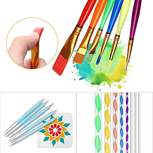 45PCS Mandala Dotting Tools Set for Painting Rocks, HOCOSY Rocks Painting Tools Kit for Adults & Kids Includes Storage Bag, Dotting Tools, Brushes, Paint Tray for Rocks Dotting, Nail Art - Thumbnail 6