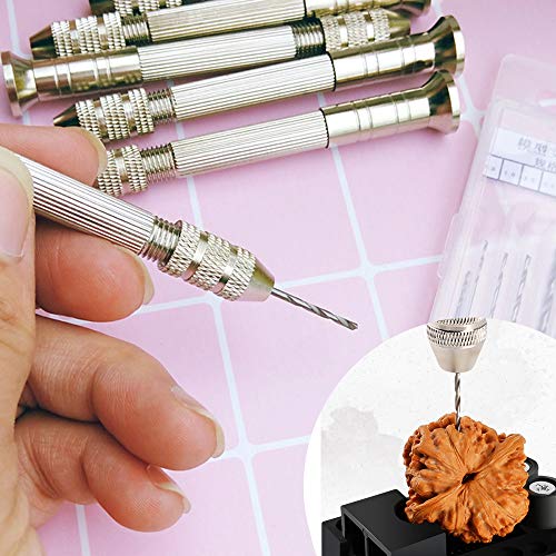 Topwon Hand Drill Bits Set, Resin Drill Pin Vise Drill, 10 Pieces Mini Twist Drill Bits and 2 Pieces Tweezers for Jewelry Metal Wood Model Making, DIY Drilling - Thumbnail 5
