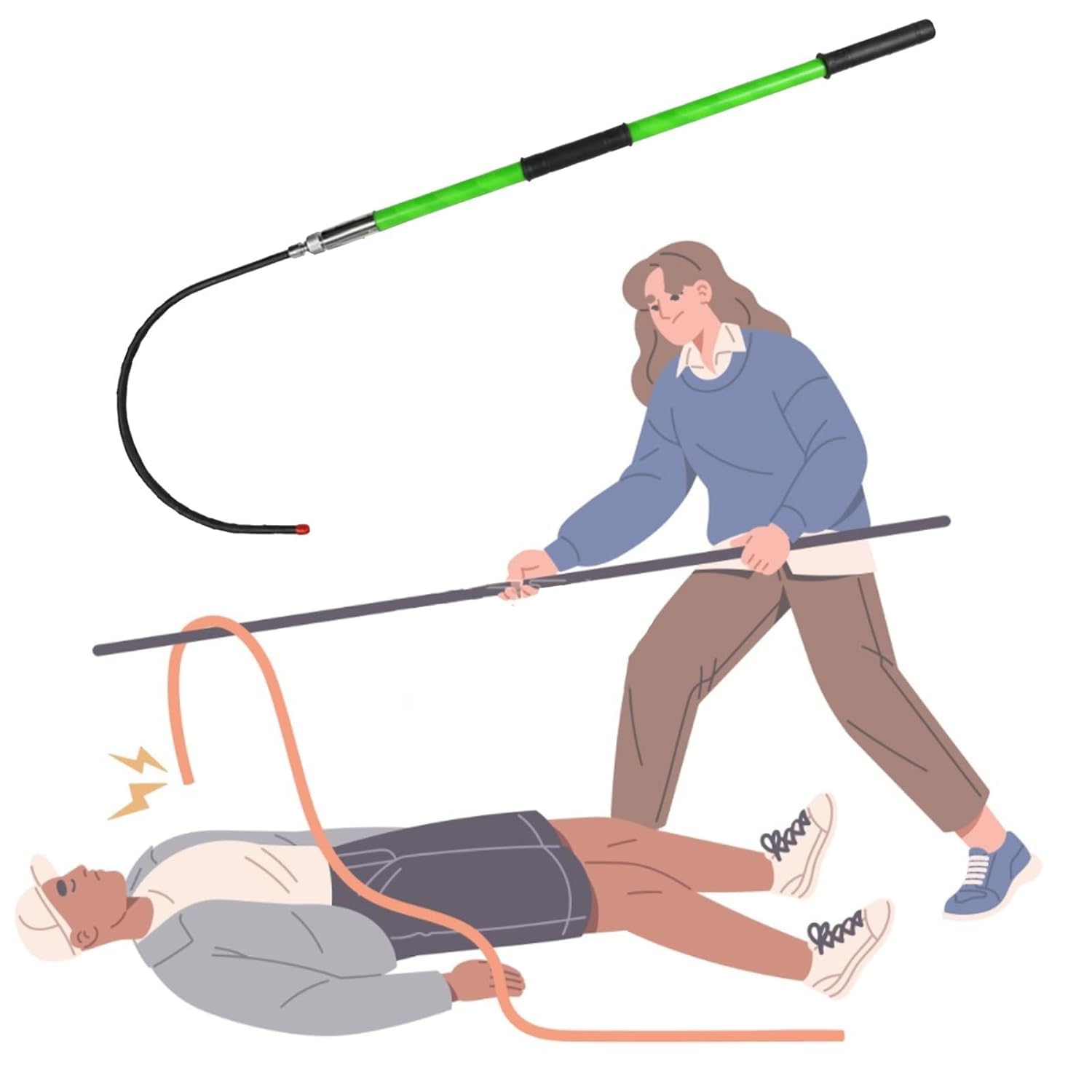 Scala di Corda per la Fuga Gancio di Salvataggio Isolato ad Alta Tensione, Asta for Il Corpo con Maniglia Antiscivolo e Borsa stoccaggio(Green,9.8ft/3m)