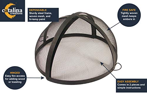 Catalina Creations 50" Heavy Duty Fire Pit, Easy Access, Hinged, Spark Screen