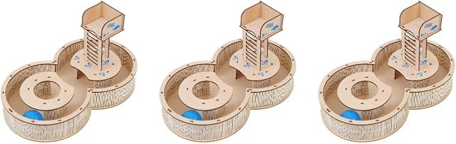 POPETPOP 3pcs Animal Balls Activity Gerbils House Wooden Playing Exercising Toys Hideouts Guinea Creative Game for Labyrinth Pig Hamster Wit Tunnel Enrichment Playground Rabbit Puzzle Maze