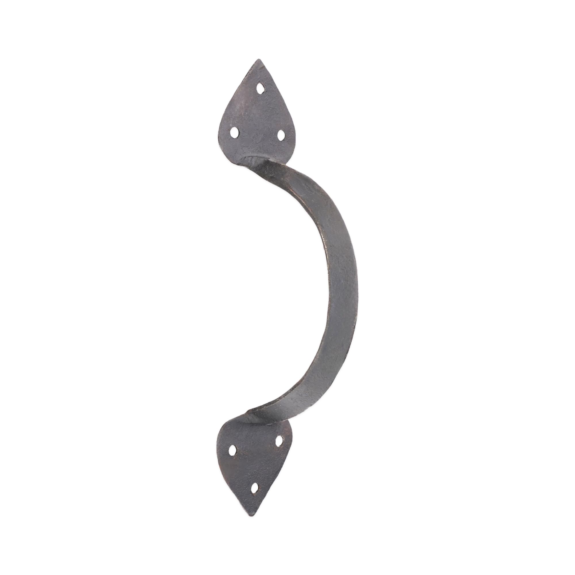 Infinity Decor Hand Forged Wrought Iron Blacksmith D Pull Handles Spear Leaf Arrow End 4" 6" 8" Cupboard Cabinet Door Pull Handle Beeswax Finish (8" Inch (200mm))