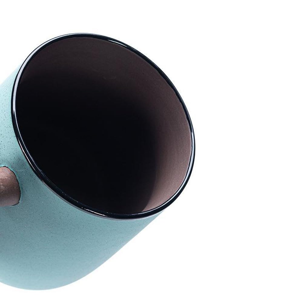 Tazza da tè in Ceramica con infusore e Coperchio, Tazza da tè Zisha con Manico in Legno, Tazza di infusione novità con Filtro per macerazione Foglia Sciolta per casa e Ufficio,Verde