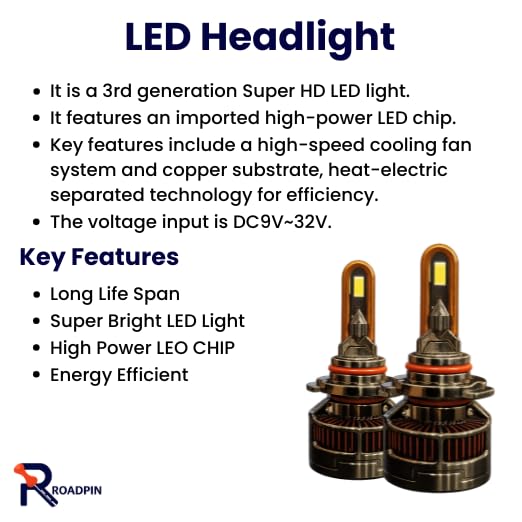 Image of LED Headlight Bulbs, 40000 Lumens, 6500K White, 400W, H4 Size, Universal Fit, 2 Pack