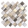 STICKGOO Arabesque Peel and Stick Backsplash Tile, Stick on Backsplash for Kitchen and Bathroom, Gold Wood Grain Marble Look PVC Mixed Metal Aluminum Mosaic Tiles(10 Sheets)