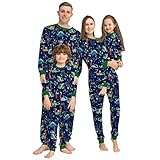 yiouyisheng Familie Weihnachten Pyjamas Set, Schlafanzug Damen Herren Kinder Baby Lang Outfit, Buntes Pyjama-Set mit Dinosaurier-Print Nachtwäsche Hausanzug für die Familien