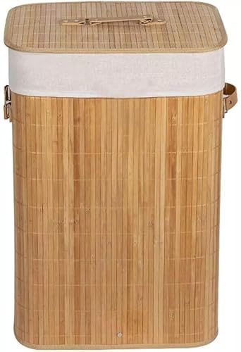 Bamboo Laundry Basket 72L Collapsible Bamboo With 1 Compartment Laundry Hamper Laundry Basket Removable Lining Large Laundry Bins Laundry Hamper with Lid Bamboo Laundry Storage basket (NATURAL) - Image 6