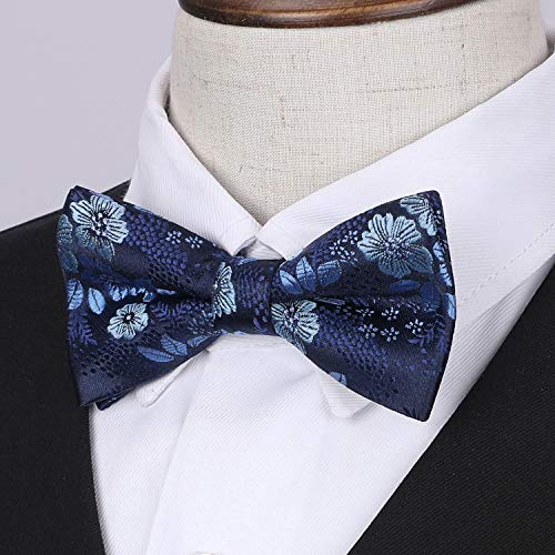 Hisdern Toddler Boys Bow Tie Pre Tied Adjustable Clip On Blue Paisley Kids Bowties Fun Patterned Bowties For Wedding Party #TOP1