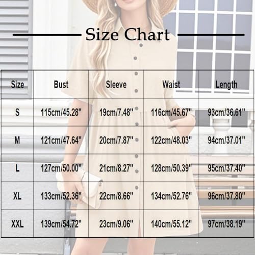 Women's Short Sleeve Casual Dresses with Pockets Lapel Neck Button Down Solid Color Summer Trendy Loose Midi Dress3