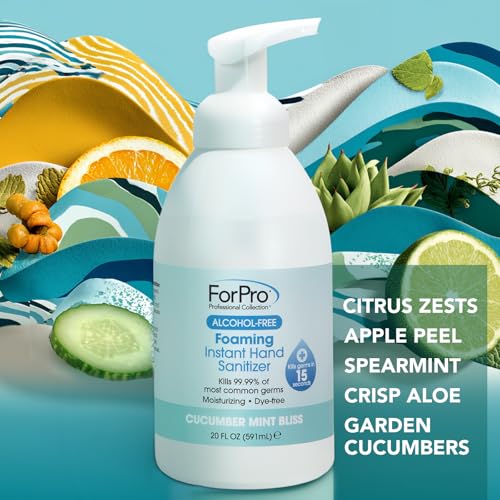 Image of ForPro Alcohol-Free Foaming Instant Hand Sanitizer, 20 Fl Oz - Moisturizing, Dye-Free Formula, Cucumber Mint Bliss Scent