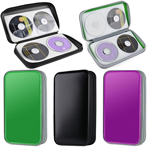 CD Case,Coofit 80 Capacity DVD Storage DVD Case VCD Wallets Storage Organizer Flexible Plastic Protective DVD Storage Black - Thumbnail 5