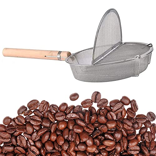 MNSSRN Tostatore della Rete del Chicco Tostato del caffè, Torrefattore Inossidabile del Dado Tenuto in Mano della Rete del Chicco, Torrefattore del caffè Domestico, Adatto per La Stufa Gas