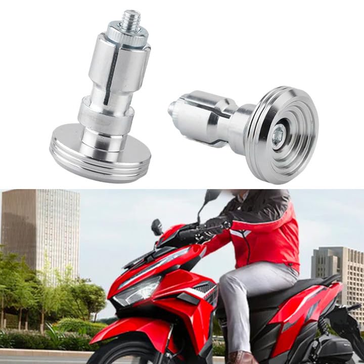 Gettimore Juego de 2 manillares de aleación de aluminio anticolisión con peso de equilibrio, ajuste universal para manillar de motocicleta, color plateado